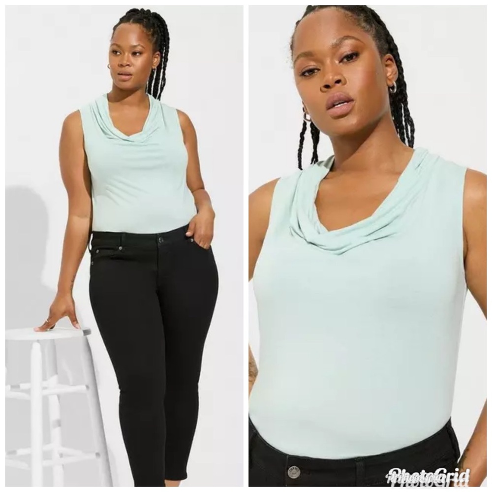 Torrid Cowl Neck Mint Grey Tank Top Sleeveless Blouse